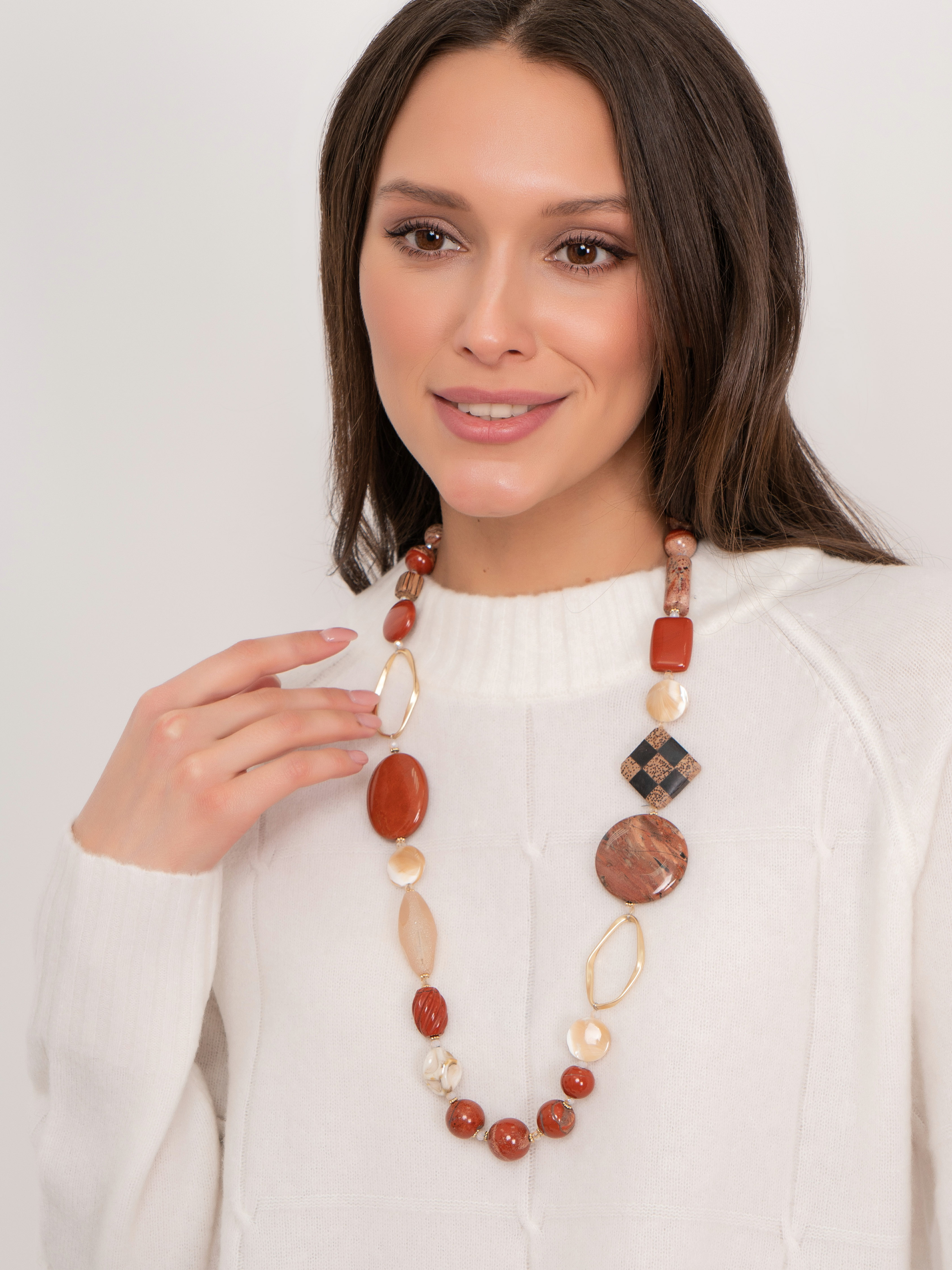 353997/21-02 Бусы Яшмовый замок ср. Ярославна