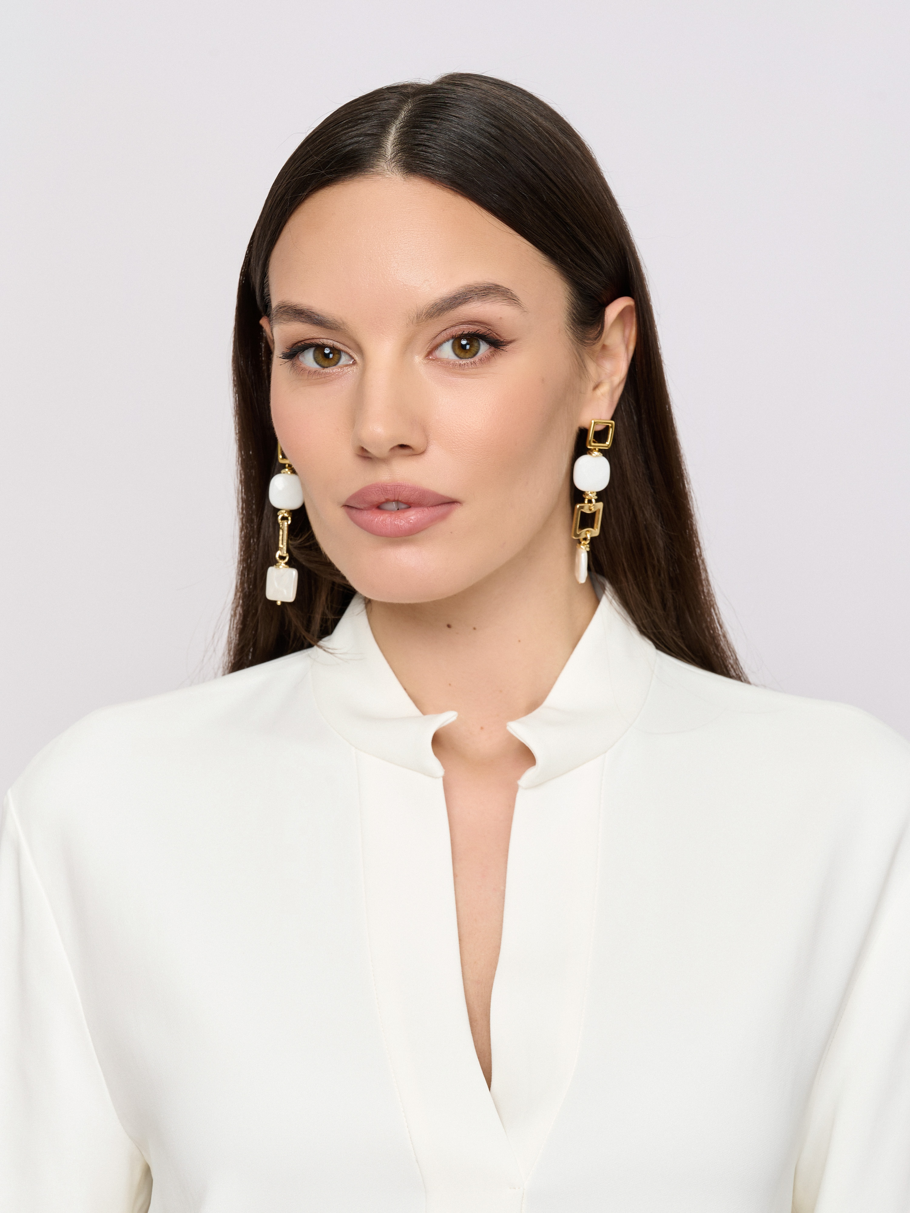 C494249/26-01 Серьги Белый город Franco Vello&Ярославна