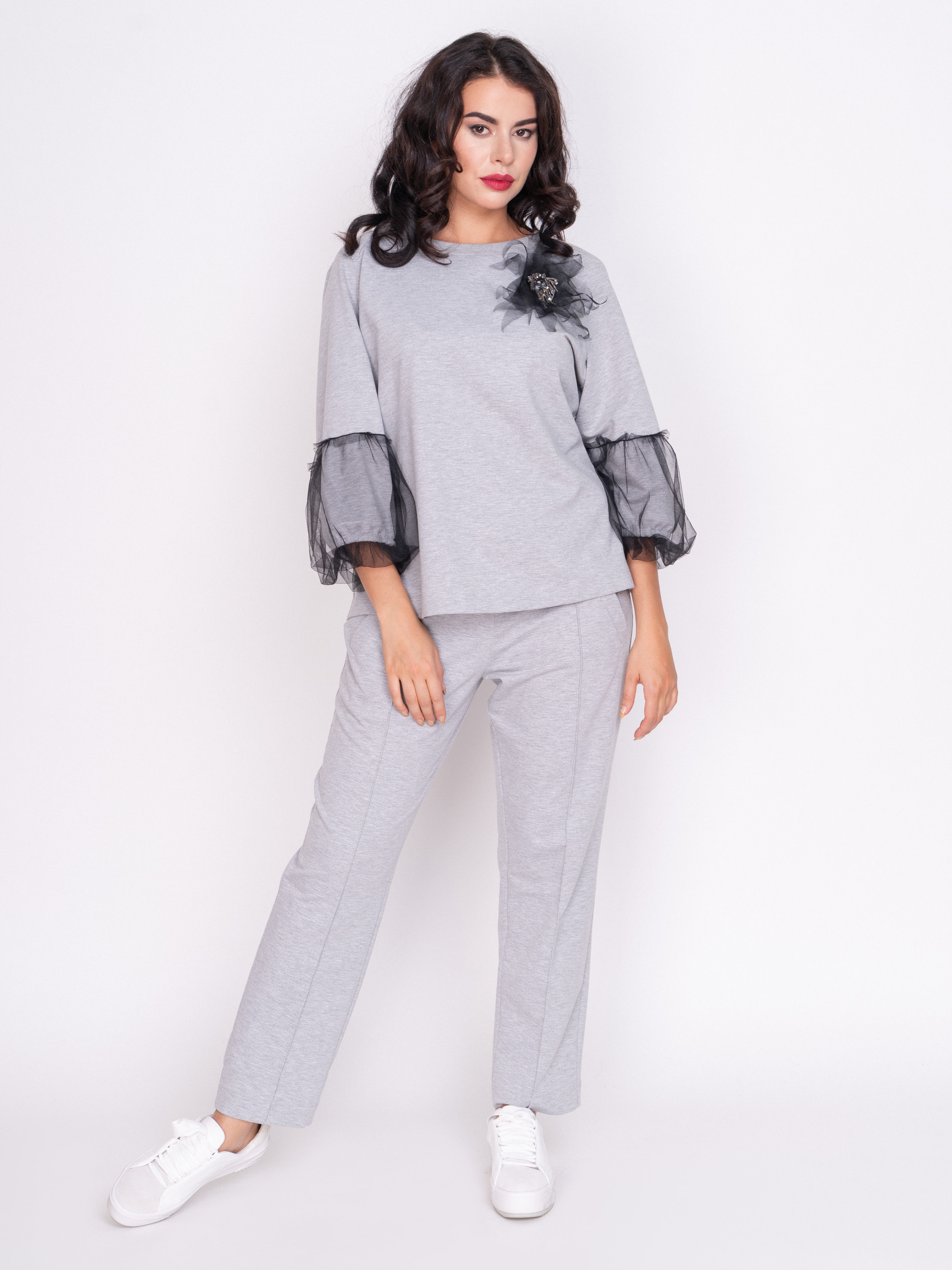 Э12162-S19/19-01 Костюм тр.(Джемпер+брюки)+брошь Franco Vello