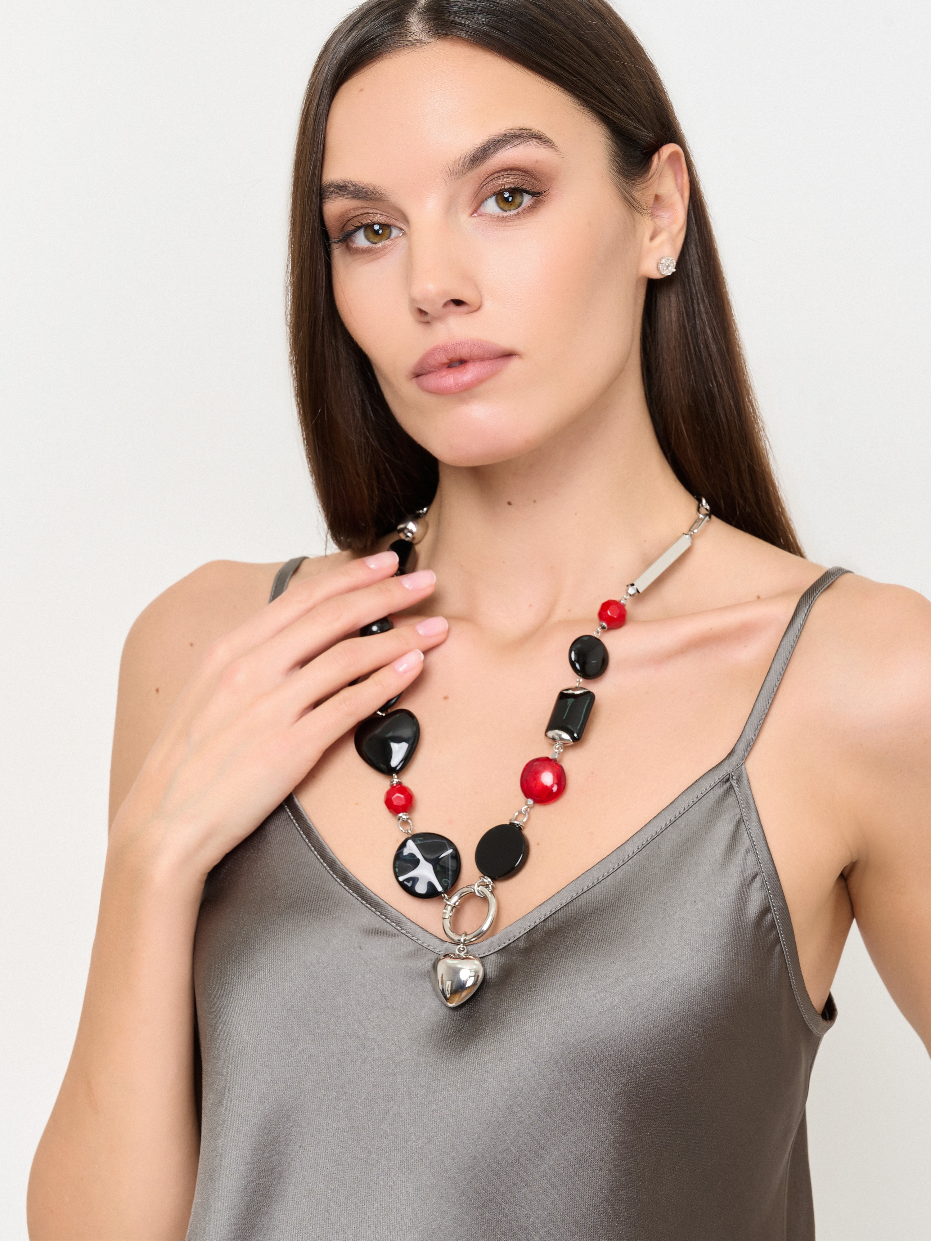 Э441243/24-02 Колье-трансформер Сердце на замке Ярославна