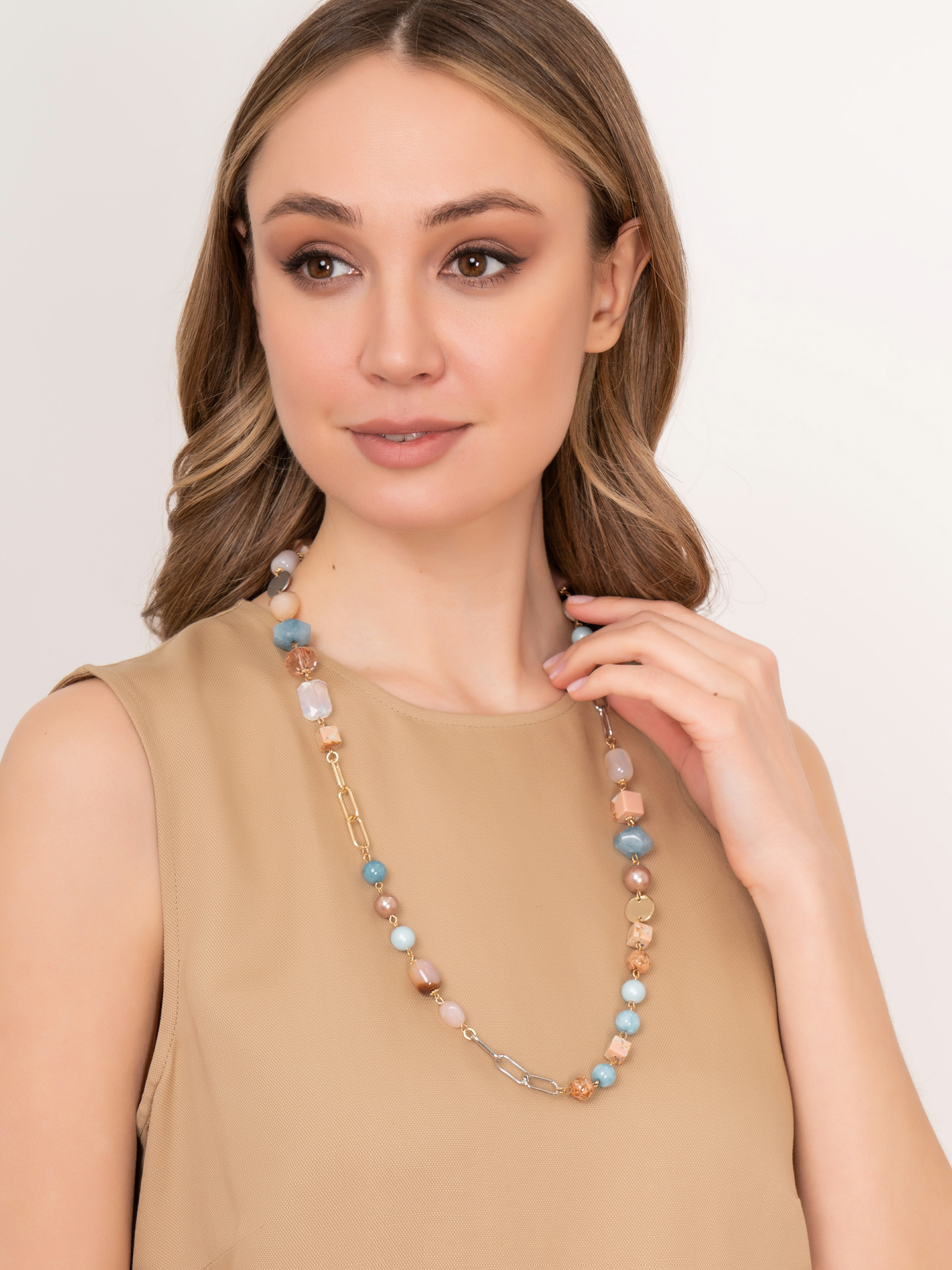 Э363095/22-01 Колье-трансформер Ванильное небо Ярославна