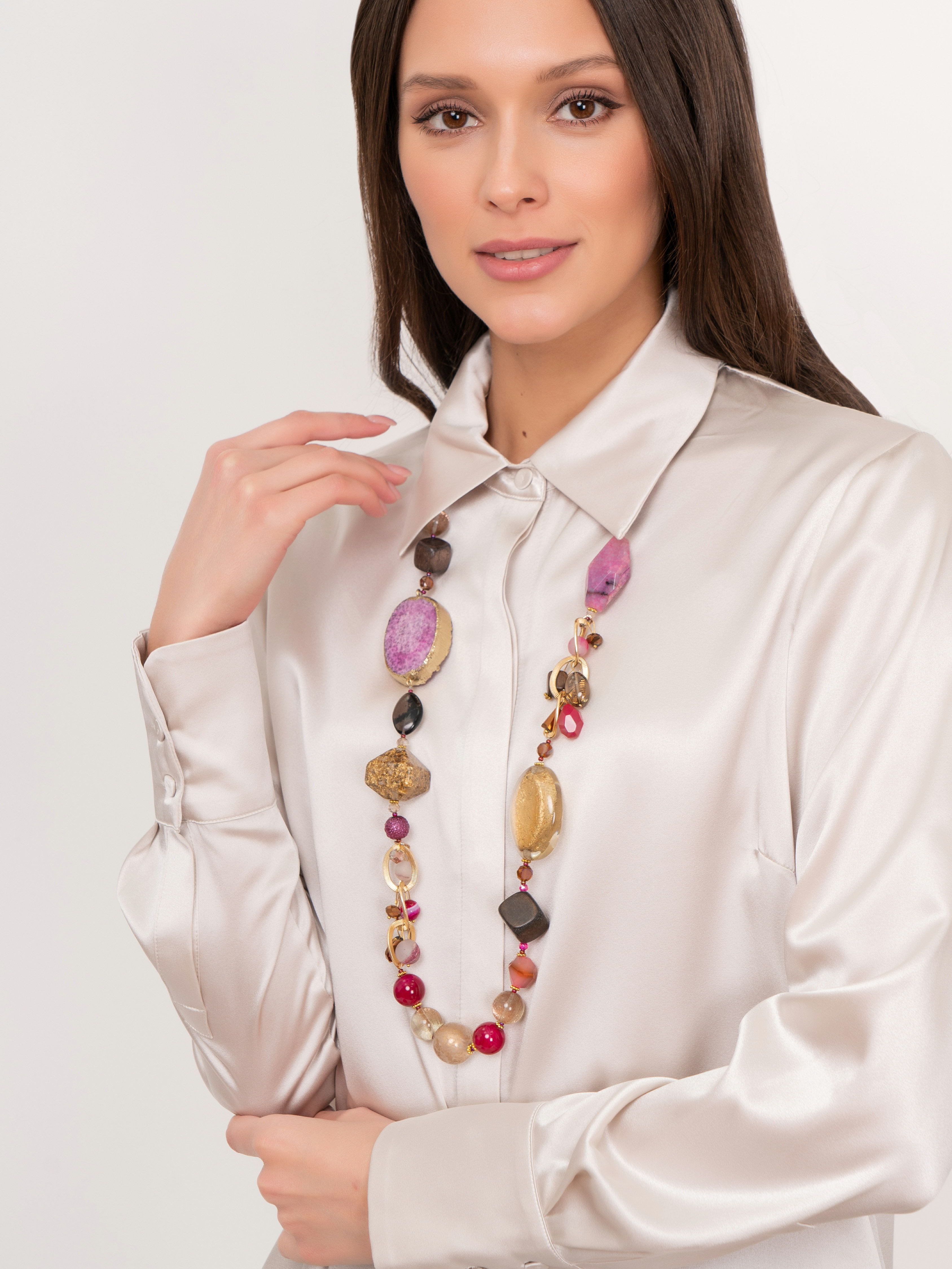 420712/21-02 Бусы Гиацинтовое золото ср. Ярославна