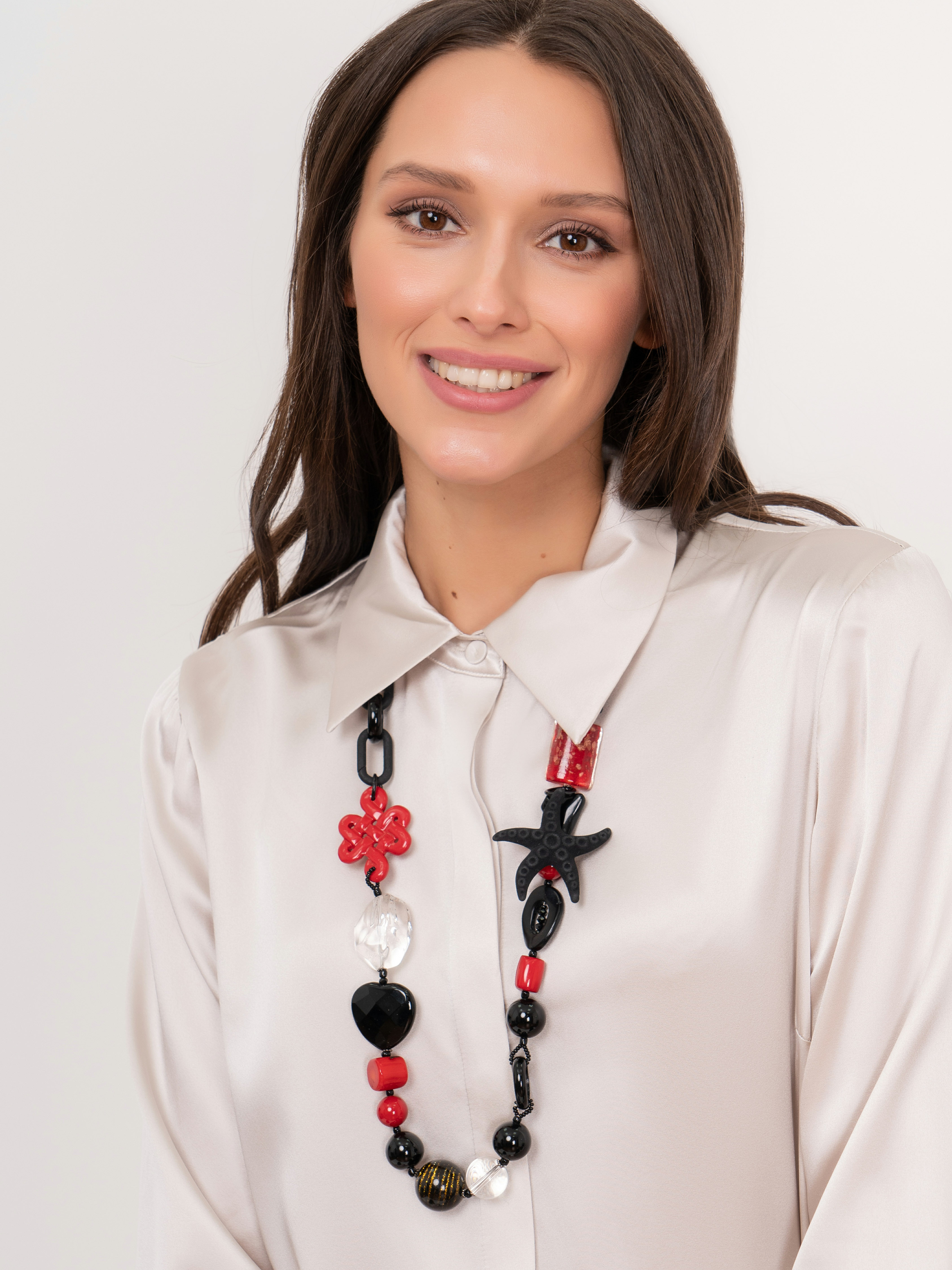 332398/21-02 Бусы Тайна Коралловой ночи ср. Ярославна